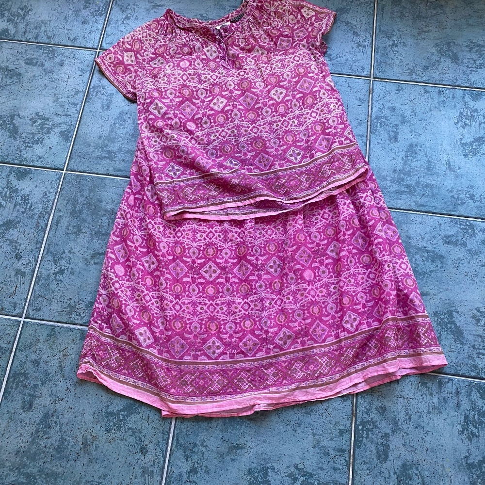 Vintage F.A. Chatta Boho Print Midi Skirt and Top